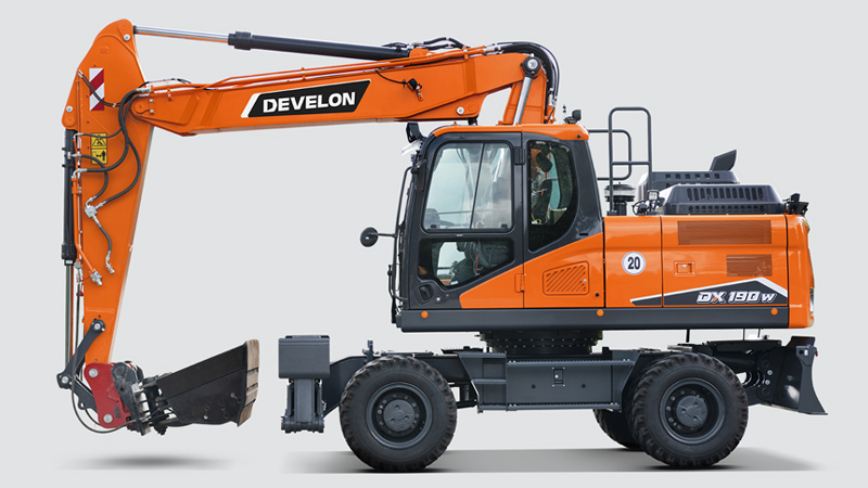 Excavadoras sobre Neumáticos DEVELON Excavadora DX190W-7